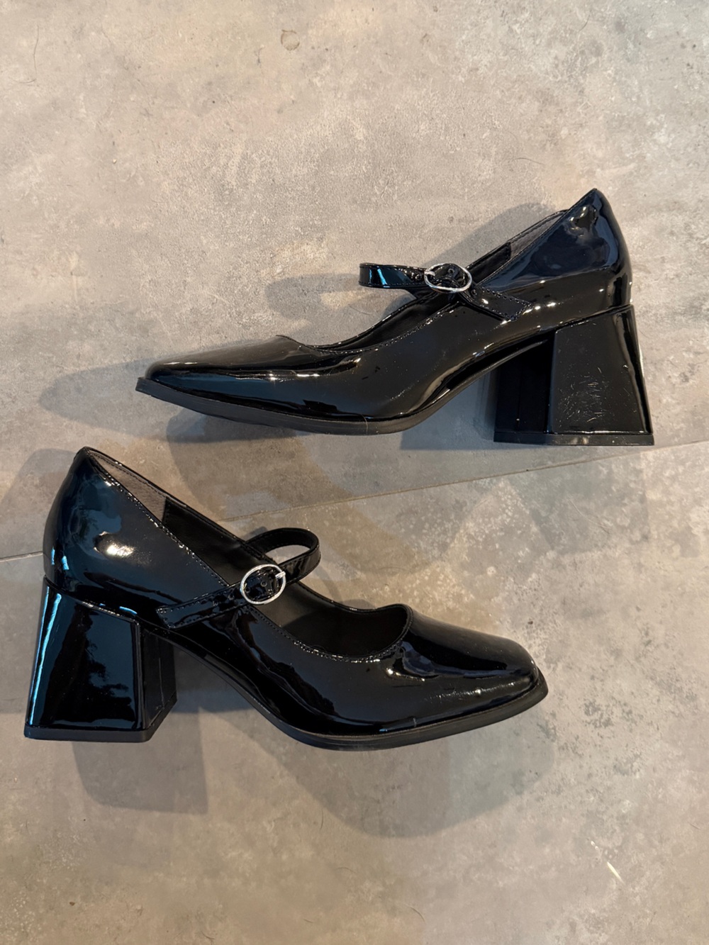 Rachel Zoe Black Patent Mary Jane Block Heel Pumps | 7